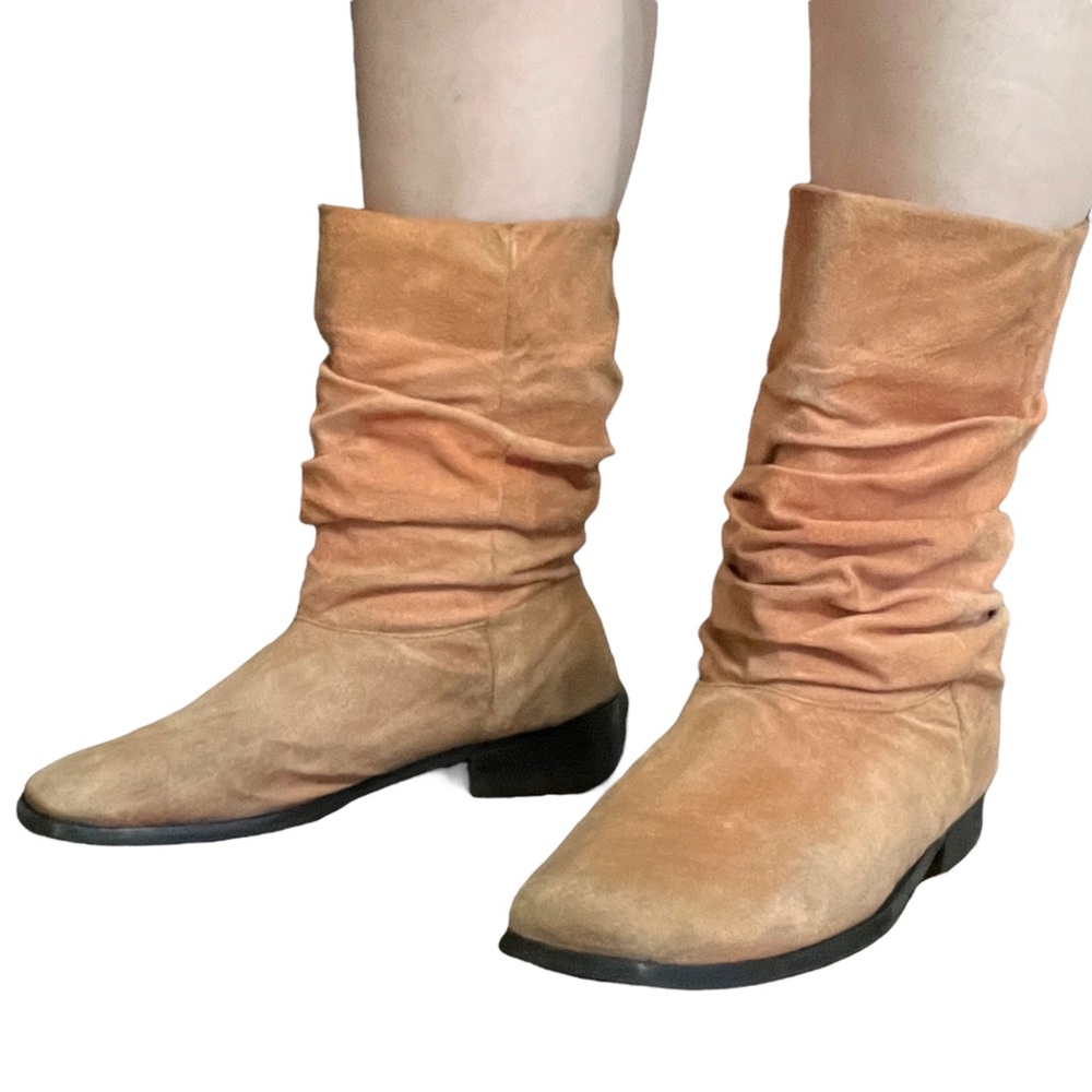 80s Vintage Slouchy Suede Coral Pink Boots “Newport News” Women’s Size 10